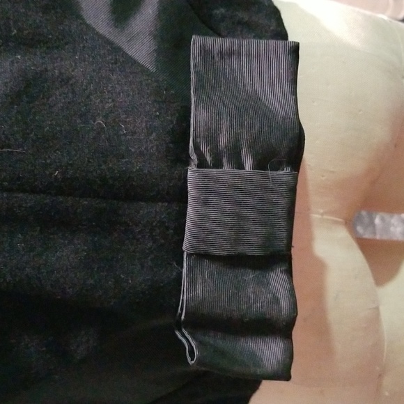 MISS PEG PALMER BLACK HALF COAT/JACKET BOW ON BACK RHINESTONES IN BUTTONS VNTG - Picture 5 of 7